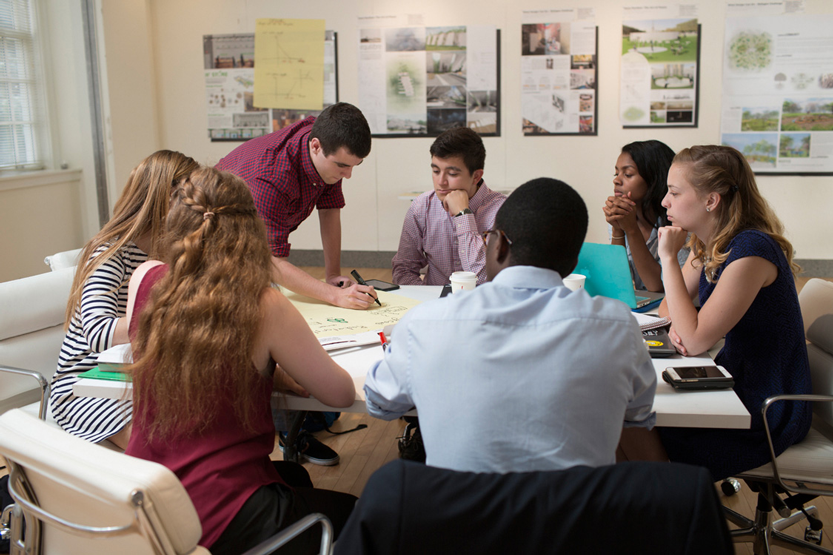 : Johnson students work together on a group project